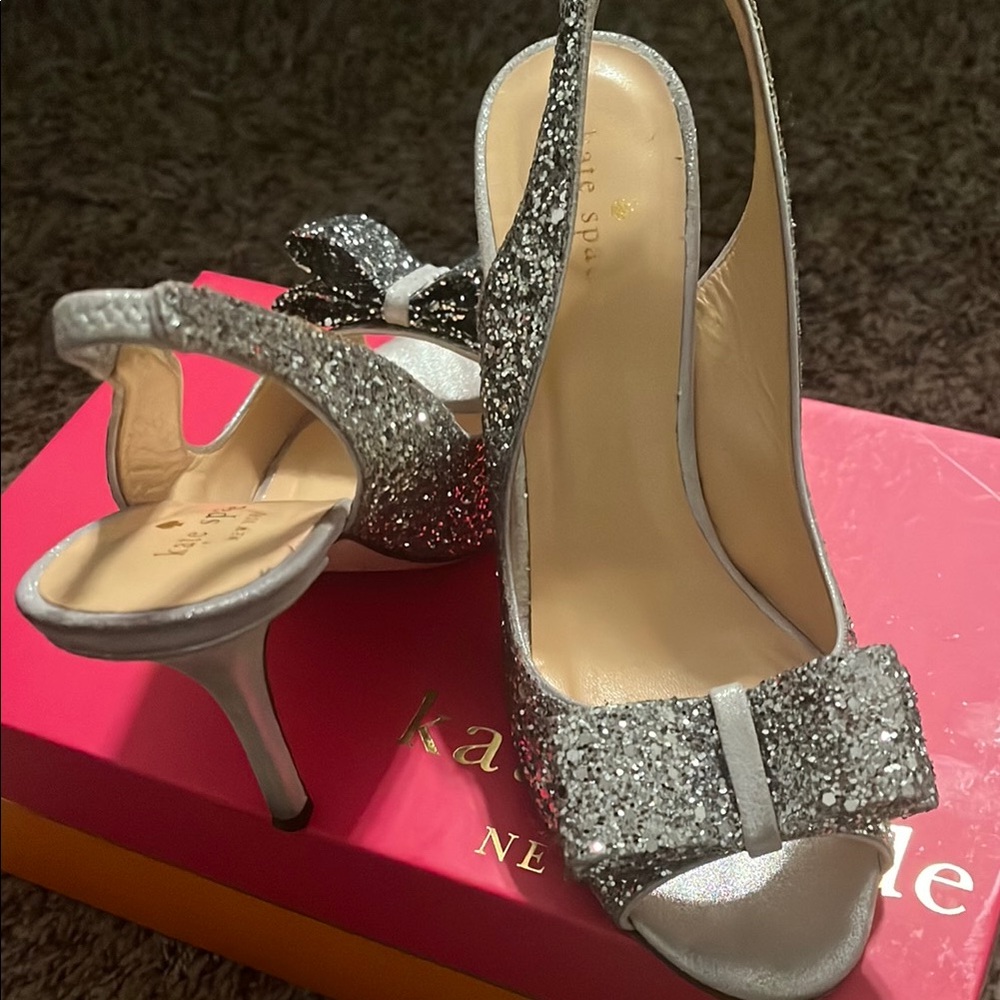 Kate Spade Silver Glitter Heels